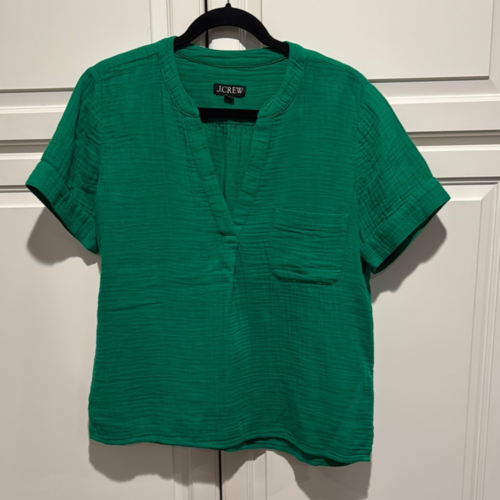 J. Crew Women's Green V-Neck Top